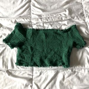 Green Off the Shoulder Tube Top